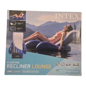 Intex Inflatable Pool Lounge Chair Float with Cup Holders, Heavy-Duty Adult Raft